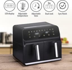 Dubbele Heteluchtfriteuse - Airfryer XXL - Gezond Koken - SYNC FINISH functie - 8 Liter - Zwart — thumbnail 4