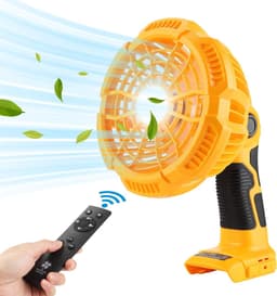 Dewalt 18V Li-ion draagbare outdoor campingventilator met LED-verlichting, afstandsbediening, 4-uurs timer, USB-oplaadfunctie, voor kantoor, tent, stille tafelventilator — thumbnail 1