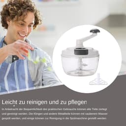 Handmatige Keukenmachine - Voedselhakker Kruk - Maaltijden Bereiden - Inklapbare Handgreep - 18.5 cm - Wit — thumbnail 3