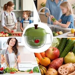 Fruitwasmachine - Groente Wasser - Verse Producten Bereiden - Handgreep Zeef - 23 x 23 x 18 cm - Groente — thumbnail 4