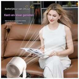 GELLDG USB-ventilator - Tafelventilator met LED-display - 180x119x205mm - Slimme ventilator met traploze snelheidsregeling, 5400mAh batterij, 90° kantelbaar - Geschikt voor kantoor, slaapkamer en studentenkamer - Kunststof - 1 stuks — thumbnail 3