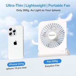 Solvix tafel ventilator geluidloos - Tafelfan - Wit - Oplaadbare 4000 mAh Batterij - Super Stil - Voor Thuis en Kantoor — thumbnail 2