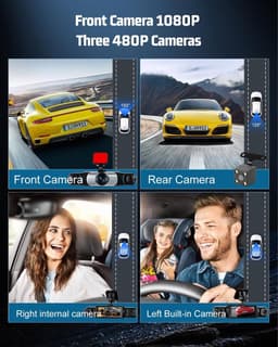 360° Dashcam - 1080P - 4-camera systeem - Nachtzicht en bewegingsdetectie - Voor Auto's — thumbnail 2