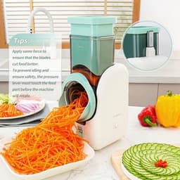 Elektrische Groentesnijder - Keukenrasp Multifunctioneel - Snel Ingrediënten Bereiden - Zes Snijfuncties - 12 x 17 x 28 cm - Wit — thumbnail 5