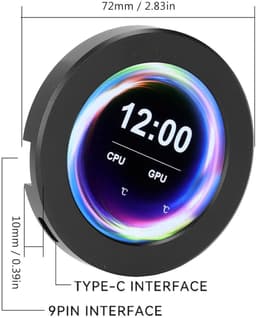 SnelShoppen - AIO Screen Monitor voor CPU Temperatuur, 360 Graden Rotatie, 2.1in IPS LCD Paneel, Realtime Temperatuurweergave voor PC Upgrades, 9PIN T — thumbnail 4