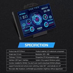 SnelShoppen - 3.5 Inch IPS Computer Temperatuur Monitor, PC Sensor Paneel Display, CPU RAM HDD Gegevensmonitor, Netwerksnelheid, Weersvoorspelling, Aa — thumbnail 4