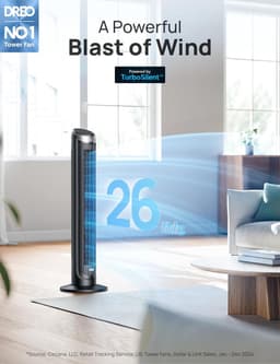 Torenventilator - Staande ventilator - Stille koeling - Met afstandsbediening - 1016 cm hoog - Wit — thumbnail 3