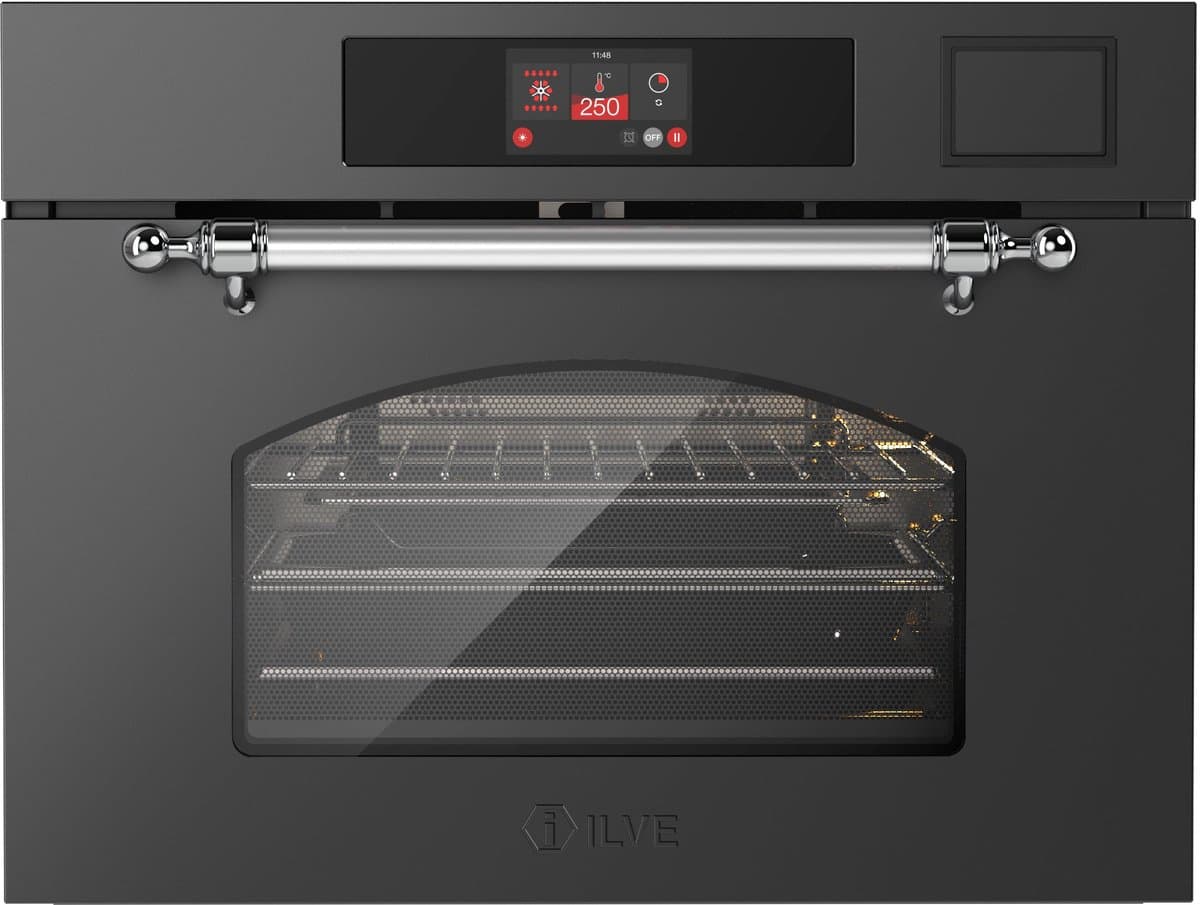 ILVE Compact 45cm 3 in 1 oven/stoom/mag Nost. Mat Grafiet Chroom - Inbouw — afbeelding 1