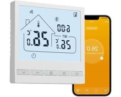 Slimme Thermostaat - Kamerthermostaat Verwarming - Energie Besparen - Wifi & Spraakbesturing - 3A 240V - Wit