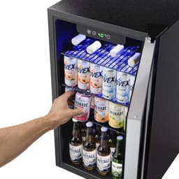 KitchenBrothers Drankkoelkast - 90L - Mini Koelkast - Glazen Deur - Minibar - 110 Blikjes - Zwart — thumbnail 5