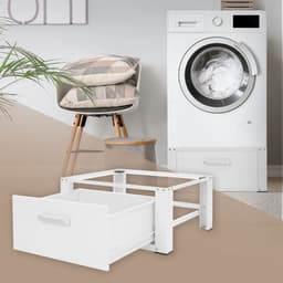 Wasmachine verhoger, Wasmachine Onderstel 63x54x31 cm met lade in wit ML design — thumbnail 4