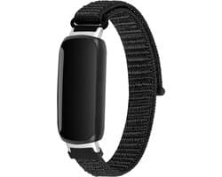 Nylon Smartwatch bandje - Geschikt voor Fitbit Inspire 3 nylon bandje - zwart - Strap-it Horlogeband / Polsband / Armband