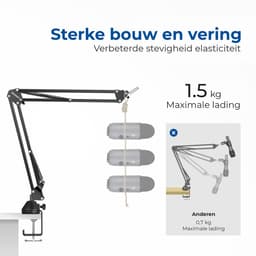 Neewer Microfoon Arm - Boom Arm - Microfoon Standaard zonder Microfoon - Mic Stand - Zwart — thumbnail 3