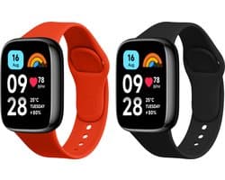 kwmobile 2x horlogebandjes geschikt voor Xiaomi Redmi Watch 3 Active bandje - Smartwatch bandjes van TPU - Activity tracker horloge band in zwart / oranje