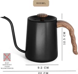House of Husk Slow Coffee Ketel - Pour Over Kettle - Gooseneck kettle - Heet Water Ketel - Coffeemaker - RVS - Cafetière - 600 ml - Zwart — thumbnail 5
