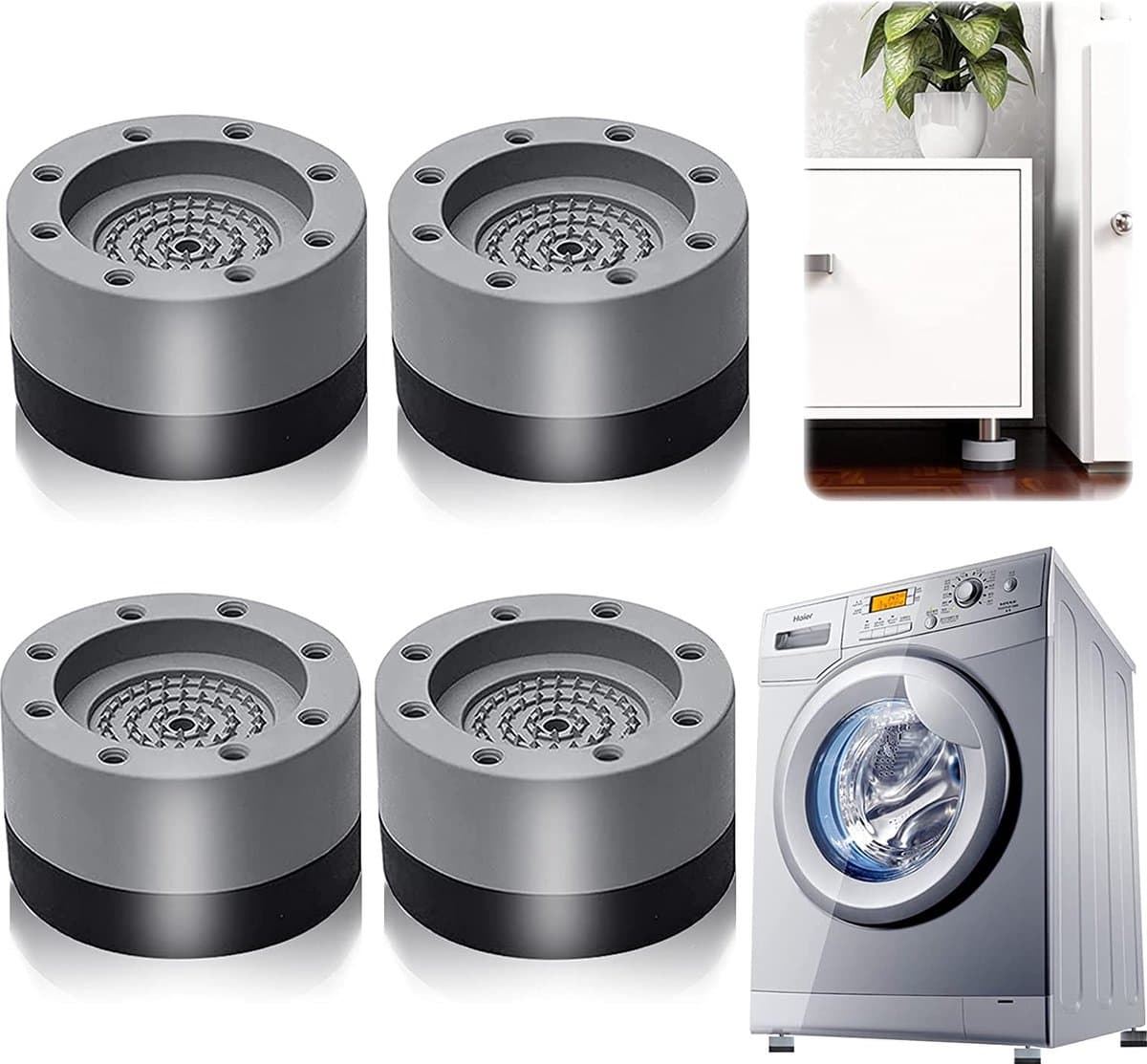 Trillingdempers - Wasmachine - Droger - Anti-slip - Set 4 stuks - 3.5CM - Trillingdemper wasmachine - Droger trillingdemper - Anti schudden - Anti Trilling / Vibratie Dempers Pads Verhoger — afbeelding 1