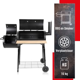 BBQ Collection 2-in-1 Smoker BBQ - Houtskool Barbeque - Buitenkeuken Barbecue - Grill en Smokerbarbecues - 104 x 58 x 114 cm — thumbnail 2