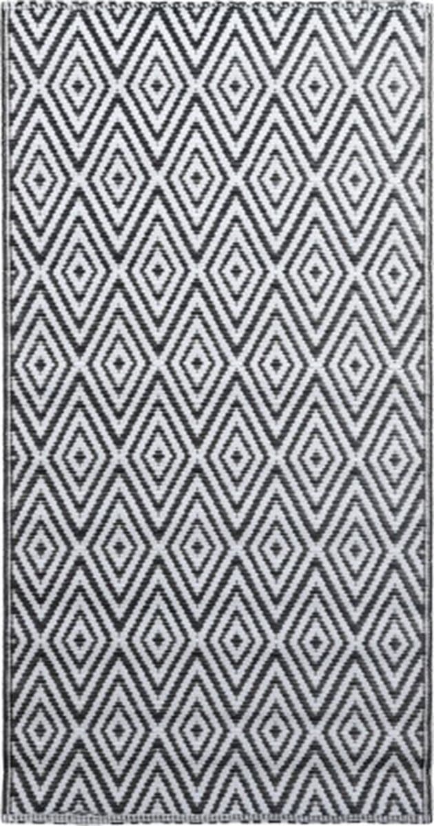 vidaXL - Buitenkleed - ARAKIL - 80x150 - cm - PP - wit - en - zwart — afbeelding 1