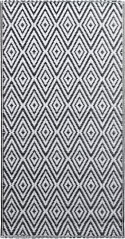 vidaXL - Buitenkleed - ARAKIL - 80x150 - cm - PP - wit - en - zwart — thumbnail 1