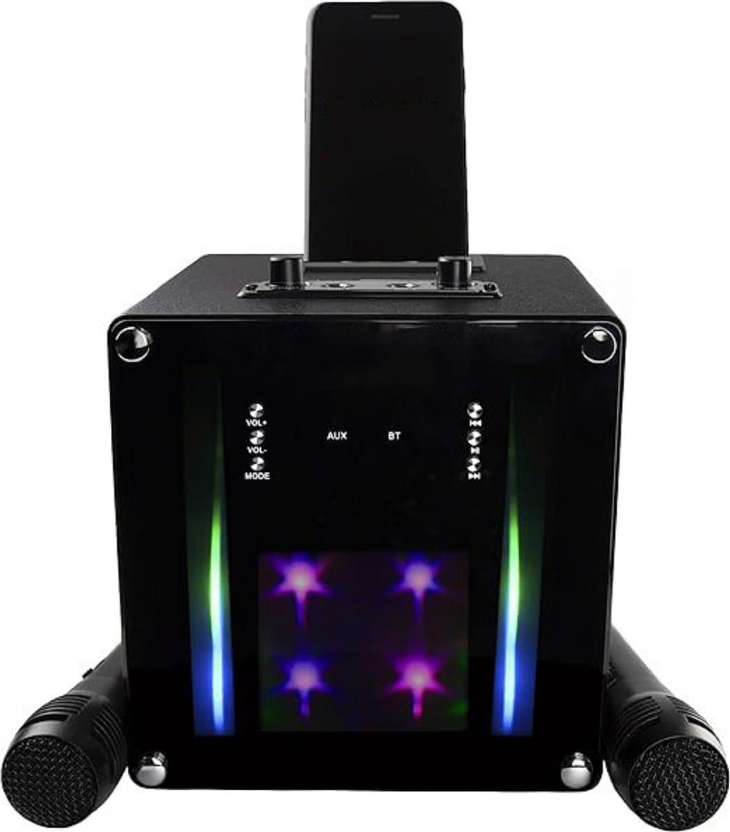 Karaoke Set Voor Volwassenen - Karaokesets Met 2 Microfoons + Geluidsgevoelige Lichten - Box + Draadloze Microfoon - 5W — afbeelding 1