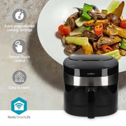 Nedis SmartLife Airfryer XXL - Wi-Fi - 7,2 l - 8 Programma's - Digitale Heteluchtfriteuse - Met App - Zwart — thumbnail 4