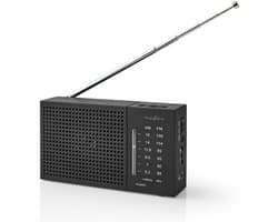 Nedis Draagbare Noodradio – Zakradio – Radio op Batterijen – Noodpakket – Geschikt als Noodradio – AM/FM – Kleine Radio – Zwart