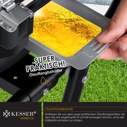 KESSER® Elektrische Barbecue 2in1 Tafelgrill 2400W - Staande Grill BBQ met deksel, Thermometer en Grillplaat - Tafelbarbecue Antiaanbaklaag met Opbergtafel en 2 wielen - Zwart — thumbnail 5