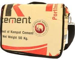 MoreThanHip - Enkele fietstas / laptop messenger van gerecyclede cementzakken - Vannak Olifant - 39 × 30 × 13 cm