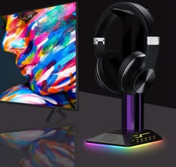 Livano Headset Standaard - Koptelefoon Hanger - Houder - Stand - Gaming - RGB Licht — thumbnail 4