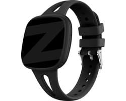 Bandz siliconen band 'Slim' geschikt voor Fitbit Versa 3 / Versa 4 / Sense / Sense 2 - Hoogwaardig siliconen materiaal smartwatch bandje - Geschikt voor iedere gelegenheid - zwart stijlvol siliconen bandje - maat S