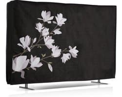 kwmobile stoffen beschermhoes televisie - TV-hoes geschikt voor 32" TV - Afdekhoes van linnen - In taupe / bruin / zwart Magnolia design