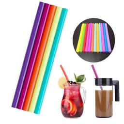 Let op type!! 10 PC's Food Grade siliconen rietjes Cartoon kleurrijk drankje Tools met 1 borstel  rechte pijp  lengte: 25cm  buitendiameter: 11mm  binnendiameter: 9mm  willekeurige kleur levering — thumbnail 2