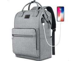 AG Rugzak & laptoptas - Grijs- rugtas -Geschikt voor 15.6 inch laptop - 26L - laptopvak - laptoptassen Anti Diefstal waterafstotend - voor dames, heren, jongens en meisjes - Inclusief Usb Oplaadstation - grijs