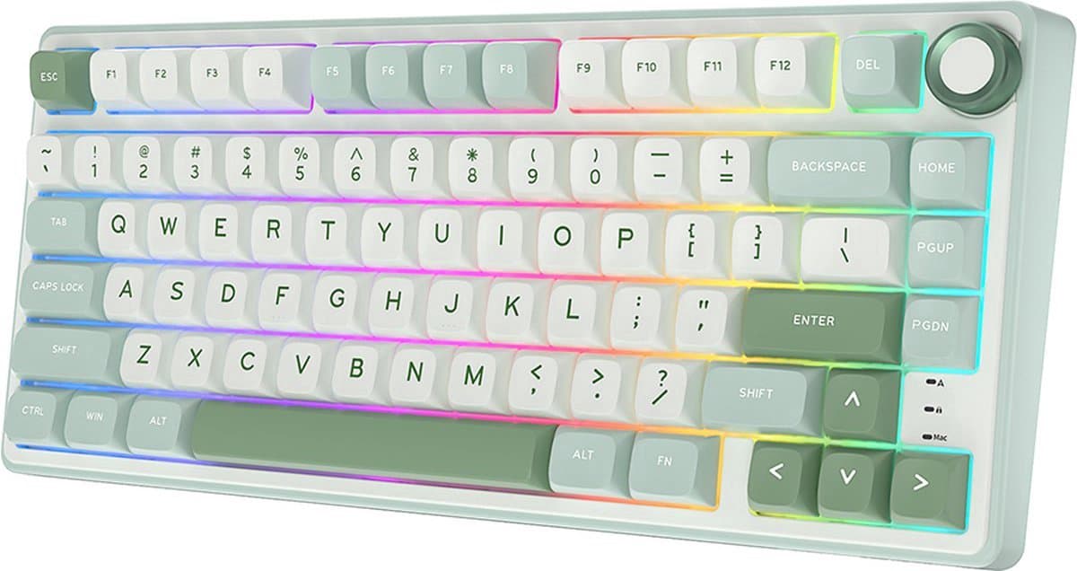 Royal Kludge RKR75 - RGB Mechanisch Gaming Toetsenbord - Foam Touch - Sky Cyan - USB - Hot Swappable Switch - Brown Switches - Inclusief Stofkap — afbeelding 1