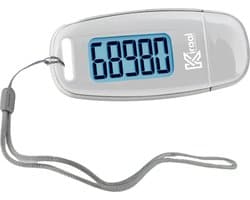 Kiraal Eenvoudige Stappenteller - 3D Technologie - Clip & Draagkoord - USB Opladen - Groot Scherm - Pedometer - Wit