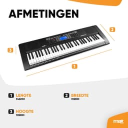 MAX Rhapsody61 keyboard piano met 61 toetsen - Complete keyboard set met standaard en koptelefoon — thumbnail 3