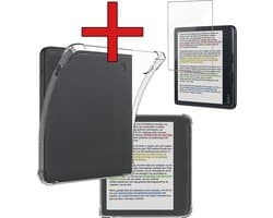 Hoes Geschikt voor Kobo Libra Colour - E-reader Hoesje Siliconen Case Hoes Back Cover Met Screenprotector - Transparant