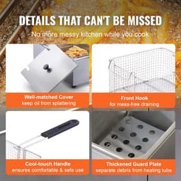 Elektrische Friteuse 8,6 L met Dubbele Bak en Ingebouwde Thermostaat - Ideaal voor Keuken en Feesten — thumbnail 6
