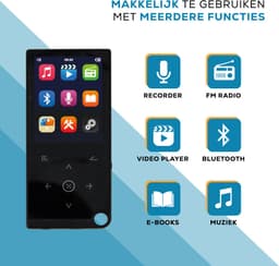 Einarr Supplies MP3/MP4 - 32GB Geheugen - Bluetooth - Fm Radio - Video Player - E-book reader - Oordopjes – Zwart — thumbnail 2