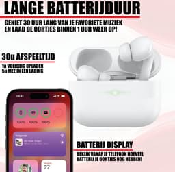 Bluetooth Oordopjes - Draadloze oortjes - Oortjes draadloos - Geschikt voor iPhone 12/13/14/15/16 Plus, Pro, Pro Max, iPad Pro, Air, 2022 en Samsung Galaxy A55, S24, Samsung Tablet S9 Plus, A9 etc. - Noise Cancelling - Bluetooth 5.3 - Wit — thumbnail 2