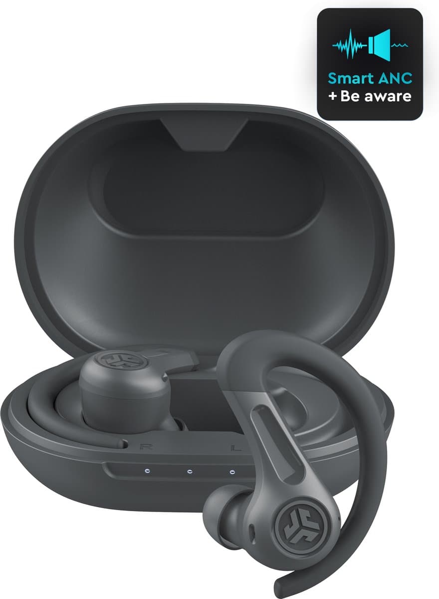 JLab JBuds Sport ANC 4 Draadloze oordopjes – Oortjes Draadloos - Hybrid Active Noise Cancelling - 60 Uur Afspeeltijd - IP66 Waterbestendig - Aanpasbare EQ3 instellingen - Bluetooth multipoint - Hardlopen - Zwart — afbeelding 1