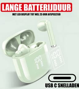 Draadloze Oordopjes - Oortjes Bluetooth - Oortjes Draadloos - Geschikt voor iPhone, iPad, Samsung, Android, Computer en Laptop - Draadloze Koptelefoon met Noise Cancelling - Ingebouwde Microfoon - LED Display - Groen — thumbnail 4
