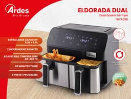 Ardes ARFRYA03D friteuse Dubbel 9 l Vrijstaand Heteluchtfriteuse Zwart, Roestvrijstaal — thumbnail 2