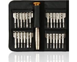 H&S Precisie schroevendraaierset - mini-gereedschapsset voor bril, horloge of laptop - draagbare kleine en compacte schroevendraaier reparatieset - inclusief 24 schroevendraaierbits