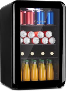 Klarstein PopLife Drankenkoeler - Minibar, retro Koelkast, 0-10°C, slechts 39 dB, 70 L, milieuvriendelijk, dubbelwandige deur, retro design, zwart - Drankkoelkast - voor Bar - Verstelbaar - Beverage Cooler - Flessenkoelkast — thumbnail 1