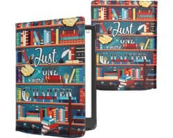 kwmobile e-reader hoesje geschikt voor Pocketbook InkPad 4 / Color 3 / Color 2 / Vivlio InkPad 4 / InkPad Color 3 hoes - E reader flip case met magneetsluiting - Ereader cover - bibliotheek design in meerkleurig