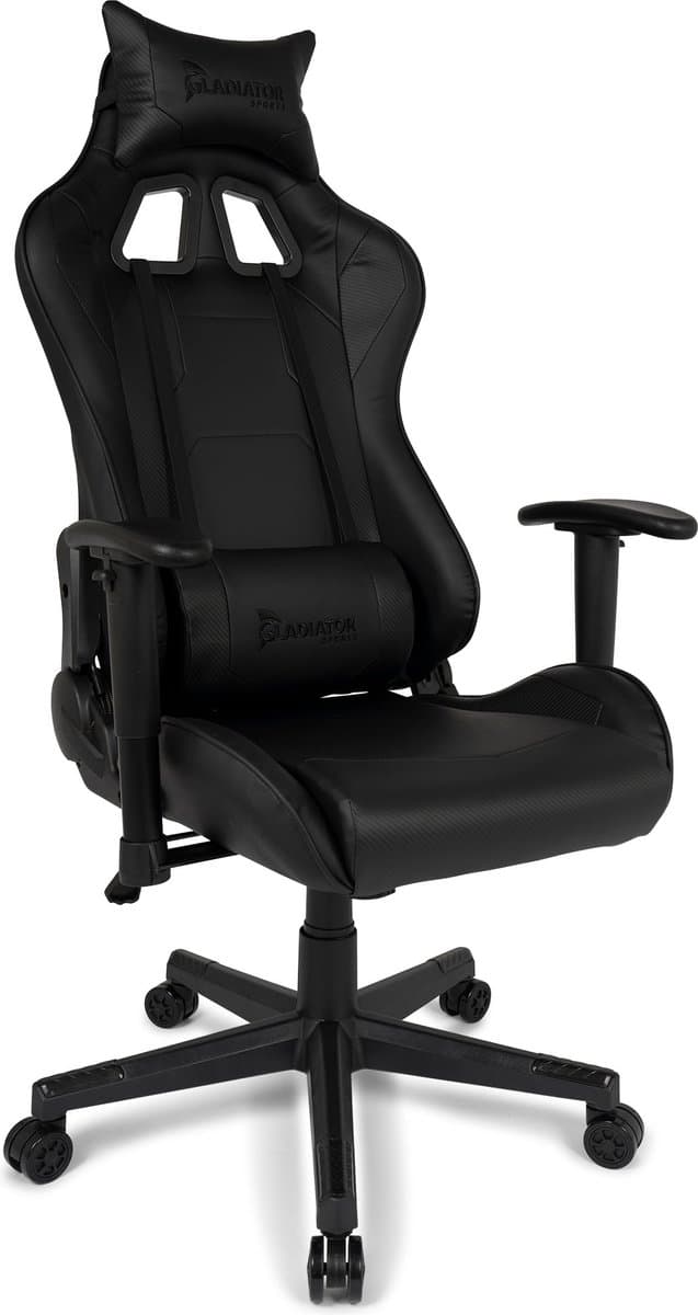 Gladiator Esports Gamestoel - Verstelbare Arm- en Rugleuning - 160° Kanteling - In Hoogte Verstelbaar - Zwart — afbeelding 1