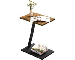RapidGoods - Bijzettafel - Banktafel - Laptop tafel met metalen frame - Nachtkastje - Koffietafel - C shape - 64.5 cm hoog