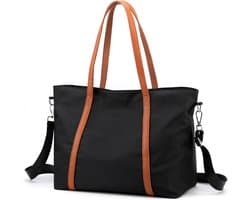 Dames Handtassen - Dames Tas Shopper Met Rits - Schoudertas - Schooltas - Handtas - Shopper - Boodschappentas - Laptoptas - Weekendtas - Strandtas - Tote Bag - Werktas - Afneembare Schouderband - Geschikt Voor Een 15,6 Inch Laptop - Cadeau - Zwart