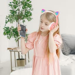 Bluetooth Hooftelefoon voor Kinderen met Kattenoren en LED Licht - Draadloos en Bekabeld, Verstelbaar en Opvouwbaar — thumbnail 5